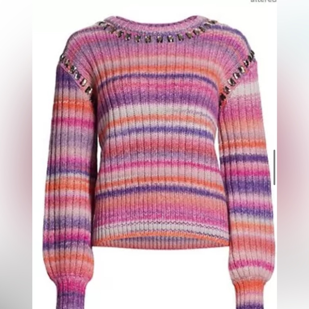 Cinq A Sept space dye jewel embellished sweater